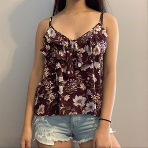 NWT Floral Ruffle Tank